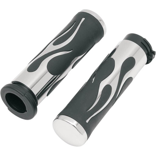 [0630-0613] Flame Grips, Touring, Chrome/Rubber, 08-09 TBW
