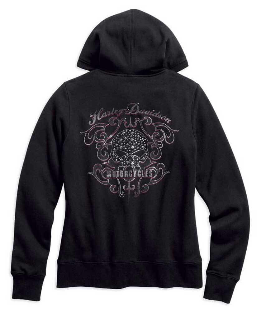 Embellished Scroll Skull Hoodie