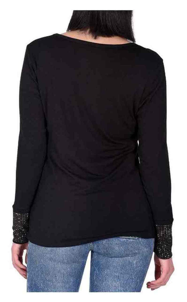 Golden Dawn Embellished Long Sleeve Scoop Neck Top