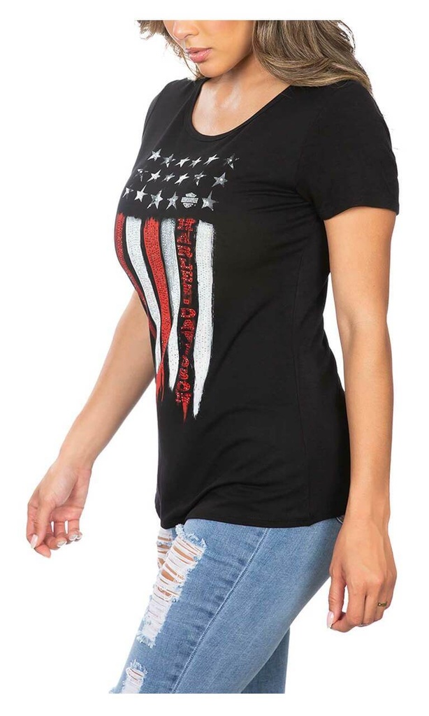 Freedom Embellished Short Sleeve Scoop Neck Tee