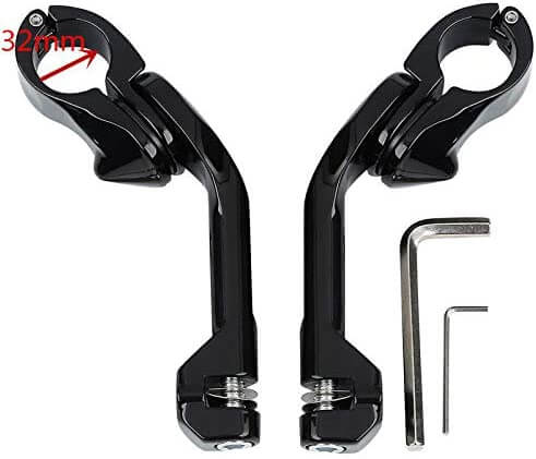 1.25&quot; 32mm Gloss Black Highway Long Angled Peg Mount Kit Fits For Harley Davidson