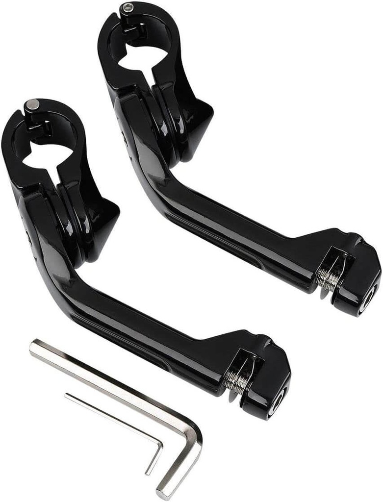 1.25&quot; 32mm Gloss Black Highway Long Angled Peg Mount Kit Fits For Harley Davidson