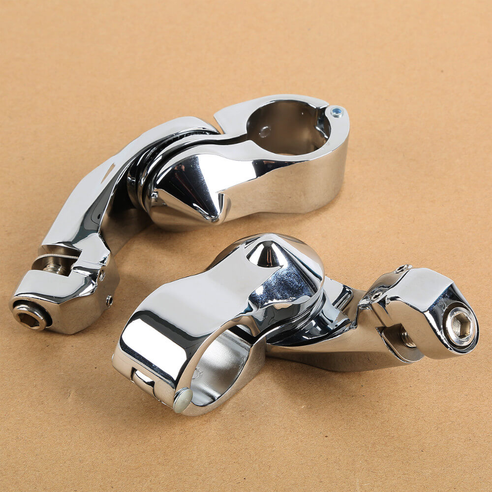 1.25&quot; Chrome Short Angled Highway Adjustable Peg Mount Kit For Harley