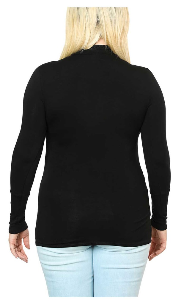 Embellished #1 Winged Mock Neck Long Sleeve Top