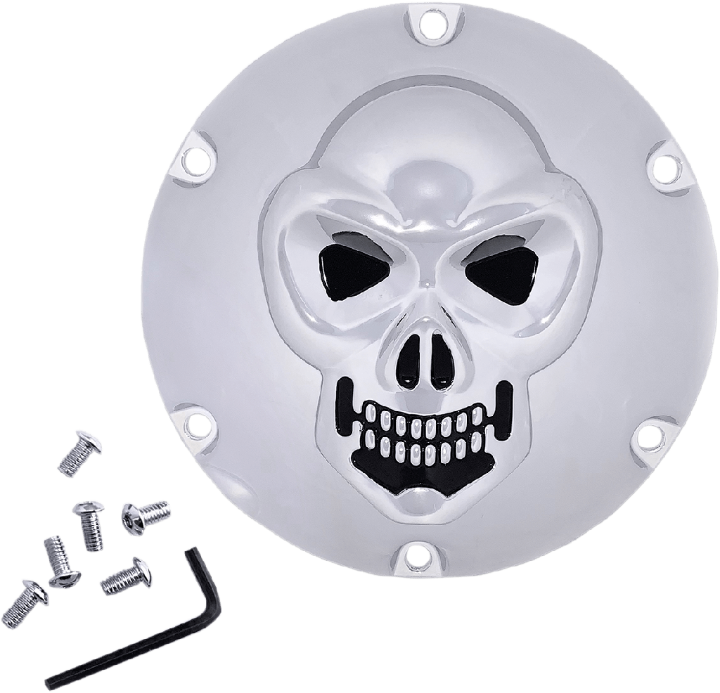 Chrome 3-D Skull Derby Cover, 04-22 XL