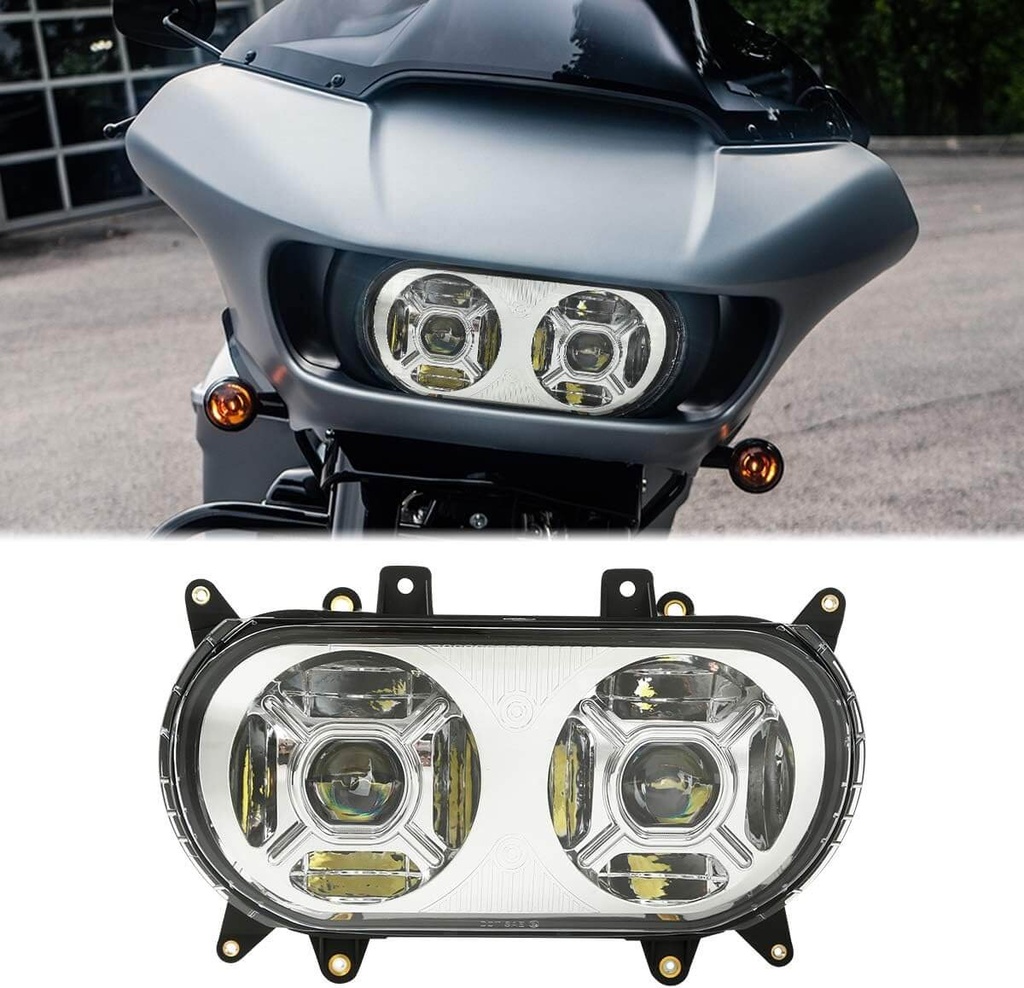 LED Dual Headlight Lamp Projector for HD Touring Road Glide 2015-2023