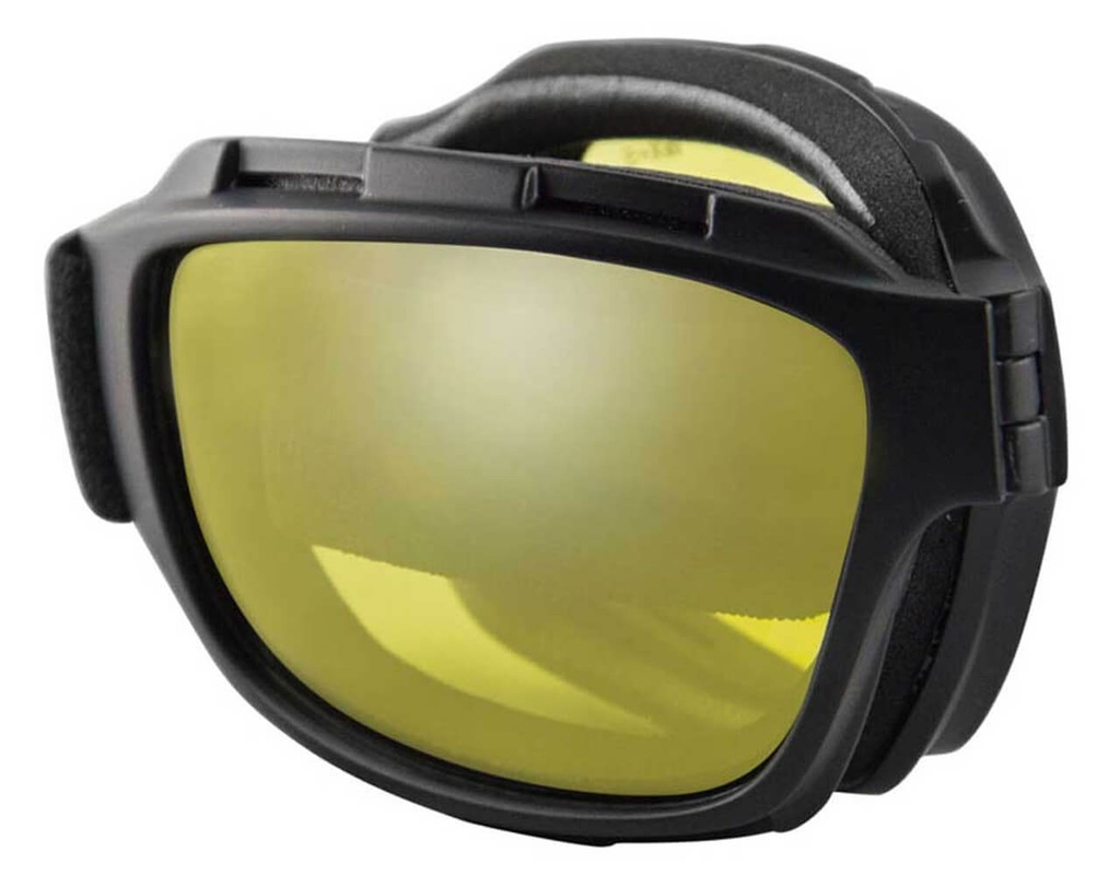 Bend Yellow Lens Goggles, Collapsible Black Frames