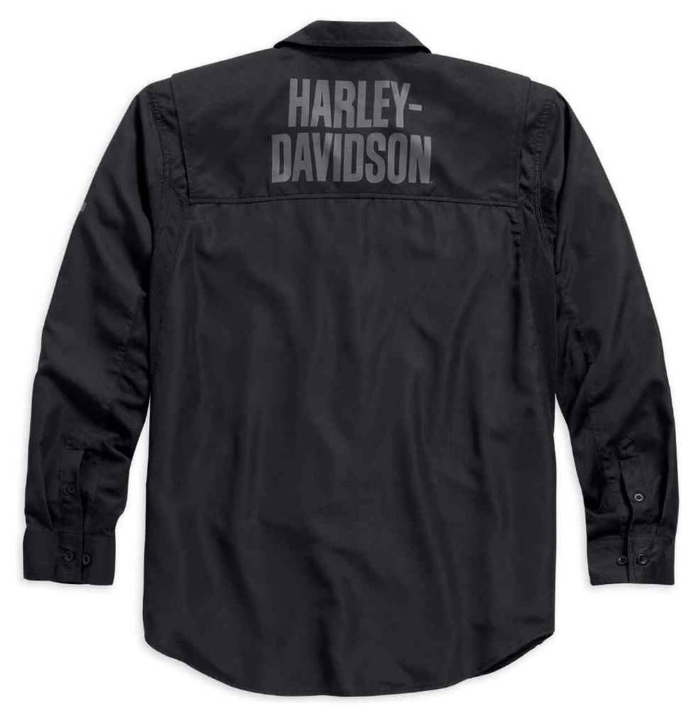 Long Sleeve Performance Button Front Shirt, Black