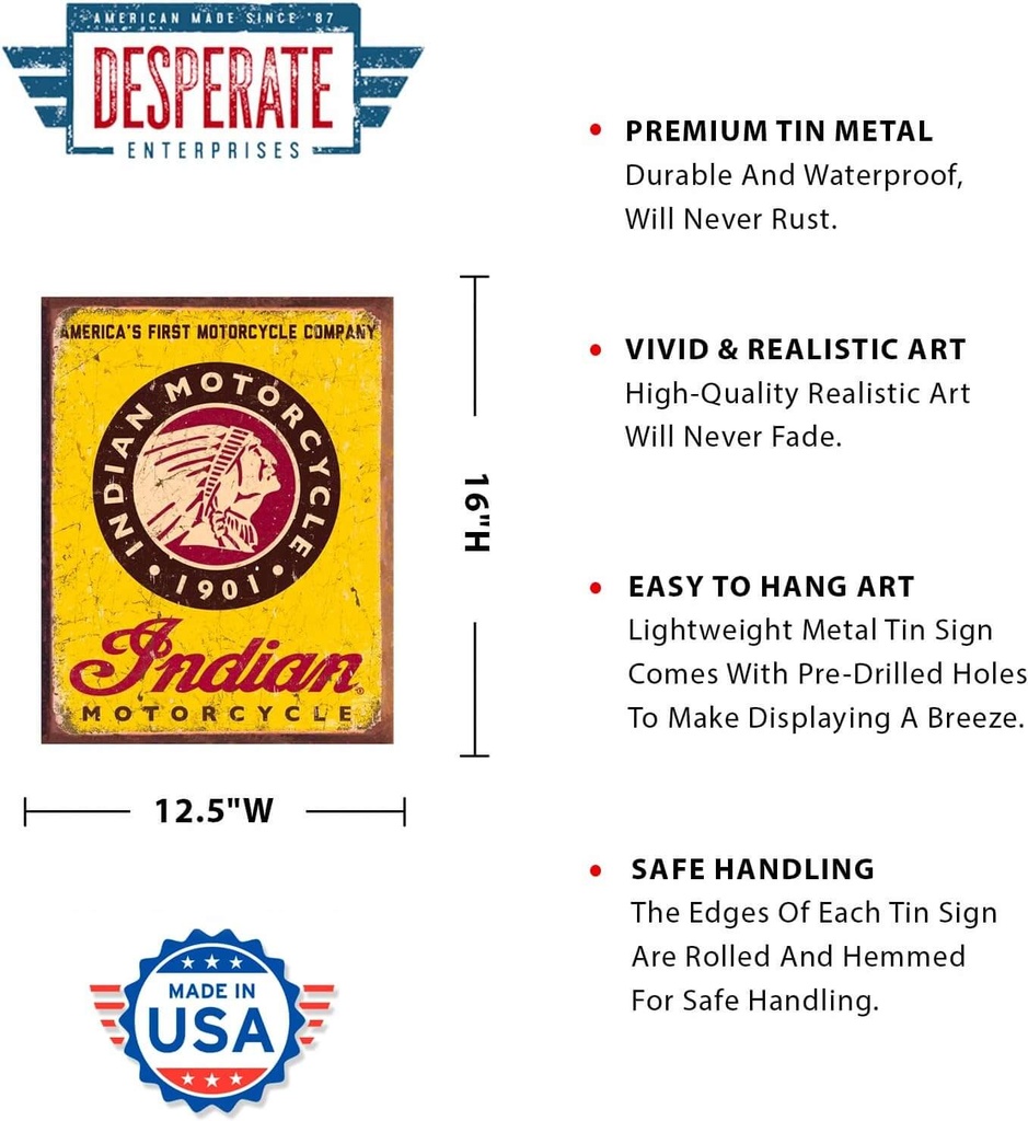 Indian Motorcycle Since 1901 Tin Sign