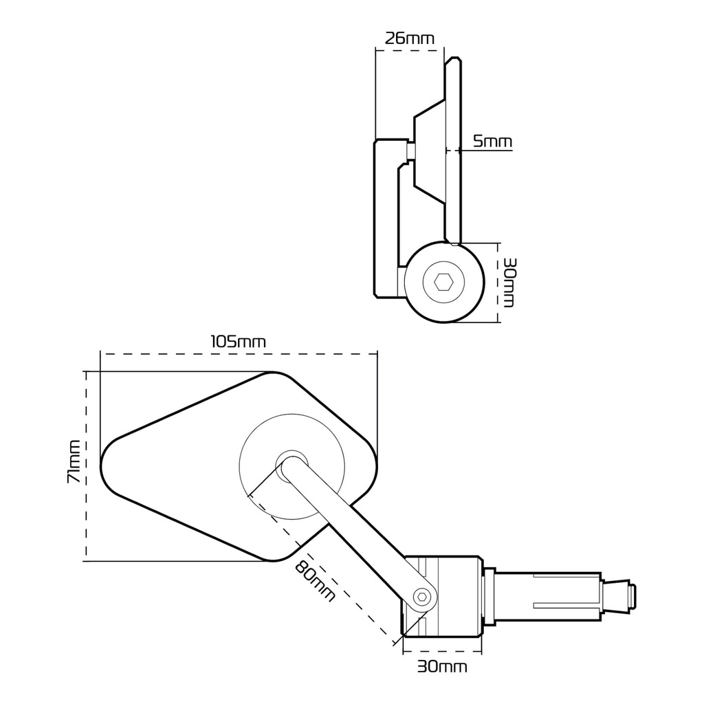 Arrow 360 Bar End Mirror