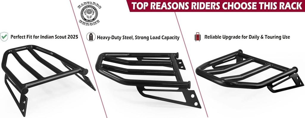 Rear Luggage Rack for Indian 2025 Super Scout Bobber Sport Scout Classic Limited 101 Scout (Black)