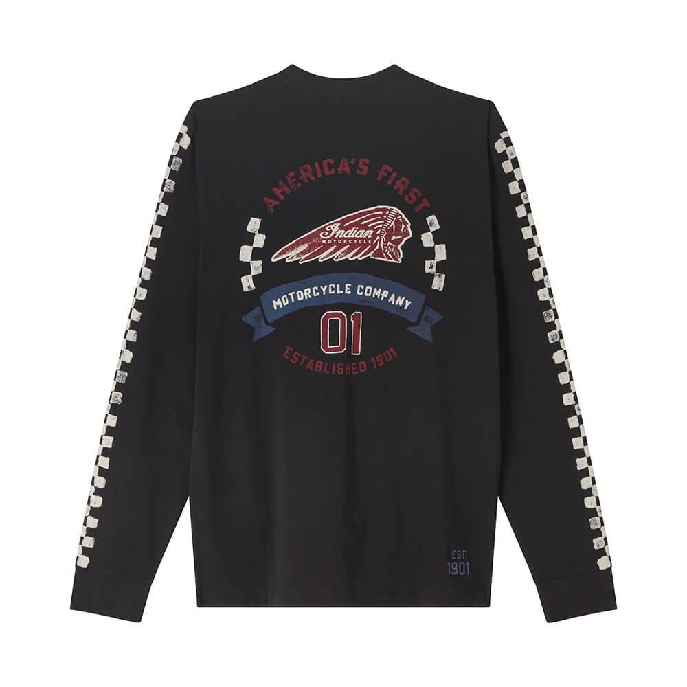 Checkered Graphic Long Sleeve T-Shirt