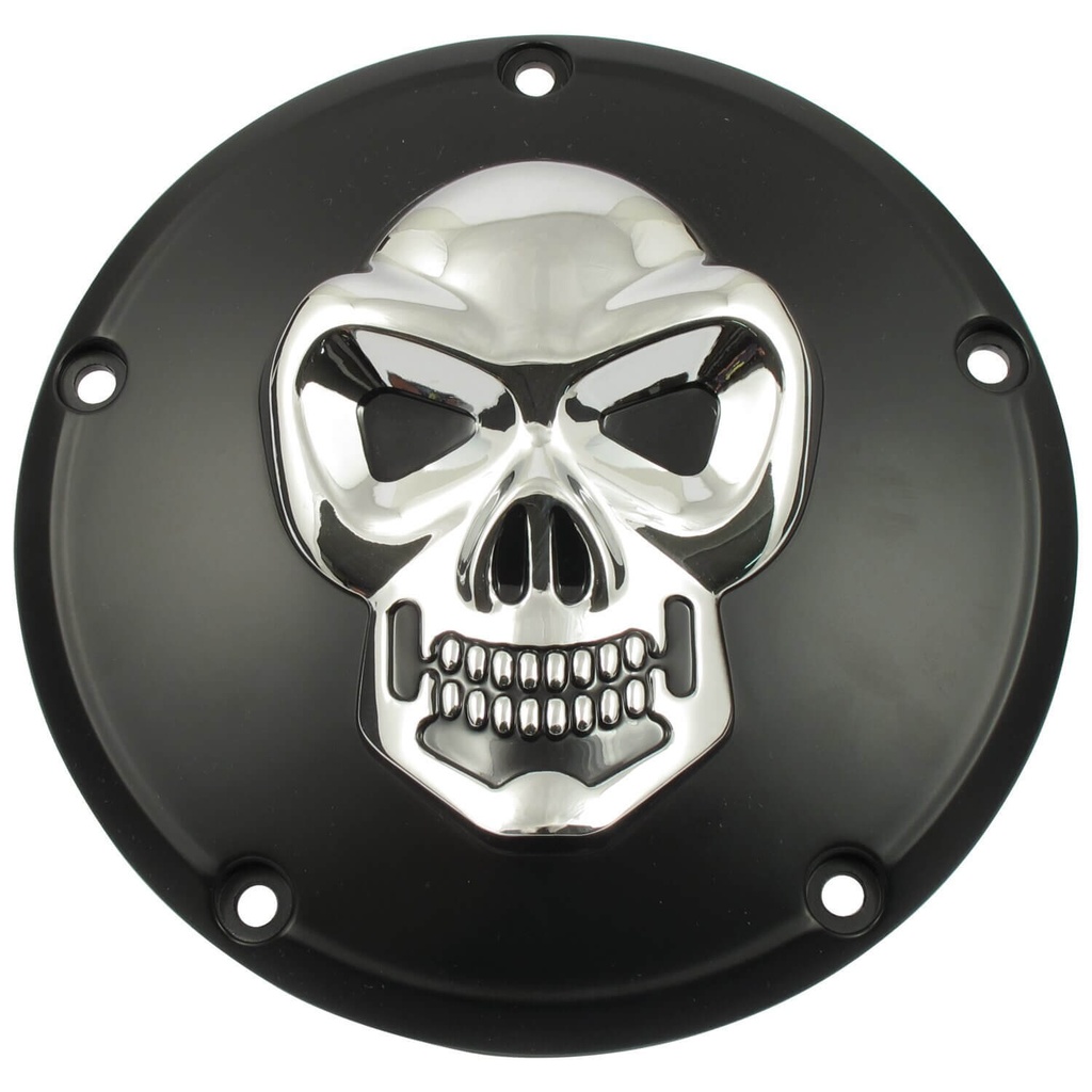 Skull Derby Cover 5-Hole, Black &amp; Chrome