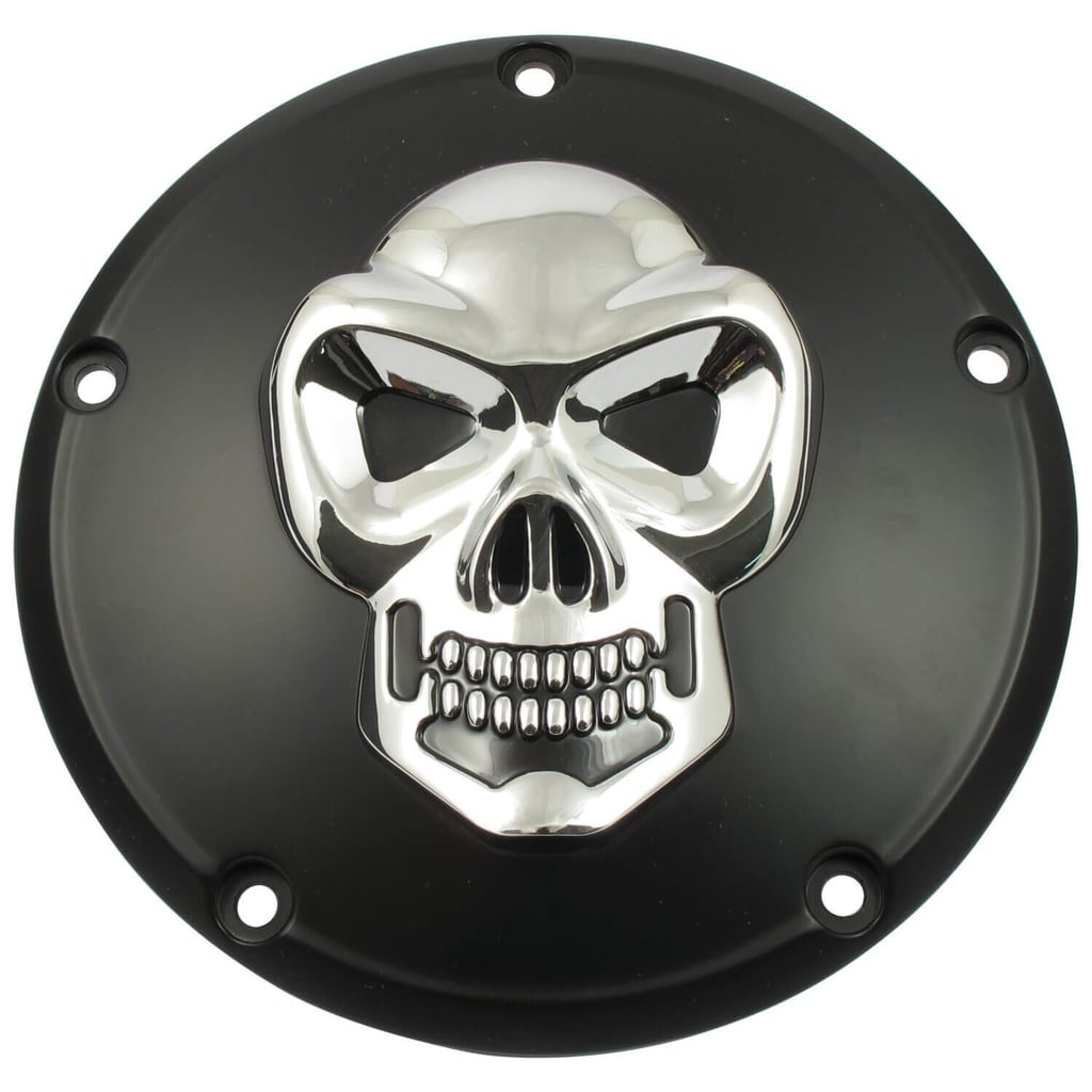 Skull Derby Cover 5-Hole, Black &amp; Chrome