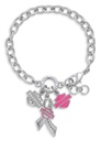 Women's Pink Label Bar &amp; Shield Ribbon Charm Bracelet