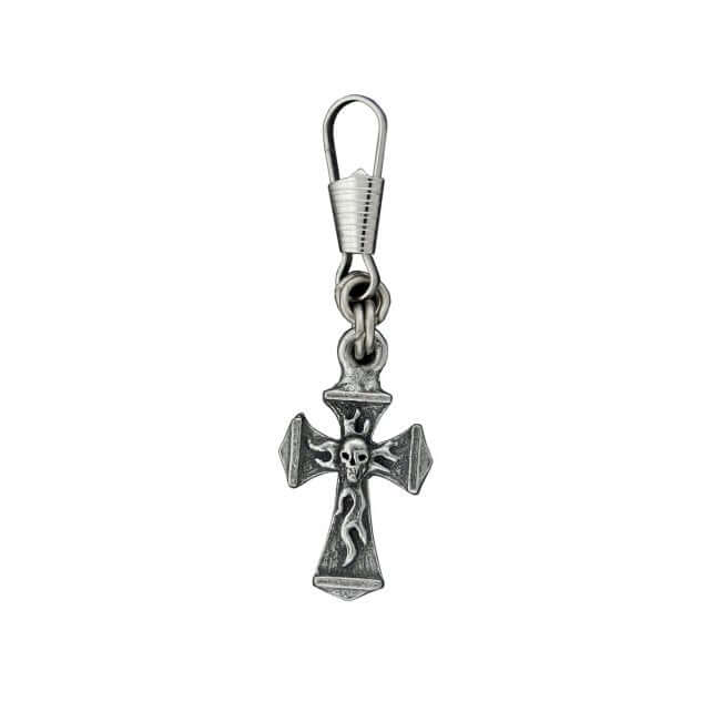 Cross with Skull Zipper Pull