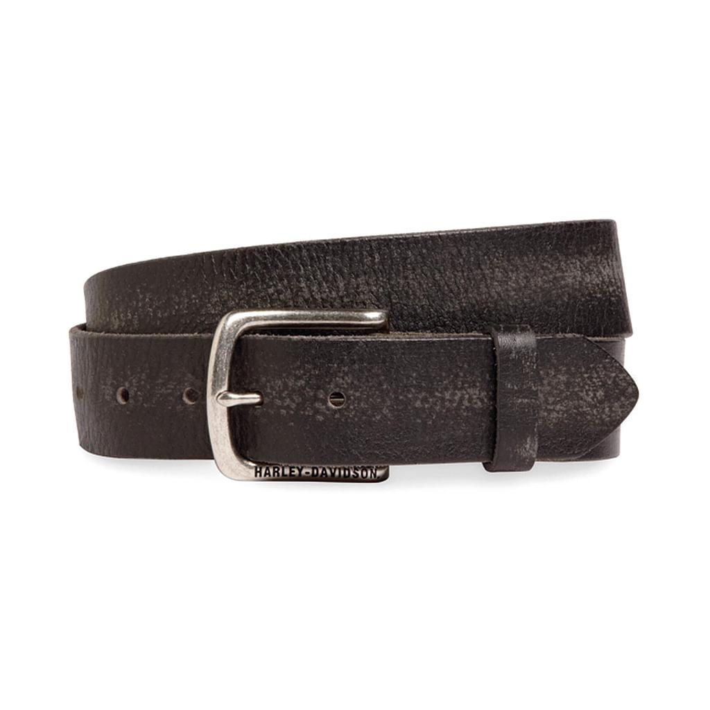Vintage Distressed Finish Black Leather Belt