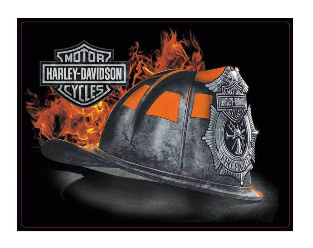 Embossed Firefighter Helmet Tin Sign