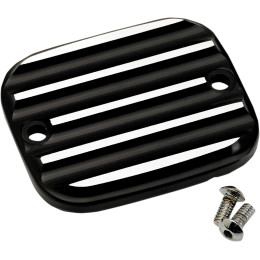 Master Cylinder Cover Front Finned Black-Silver
