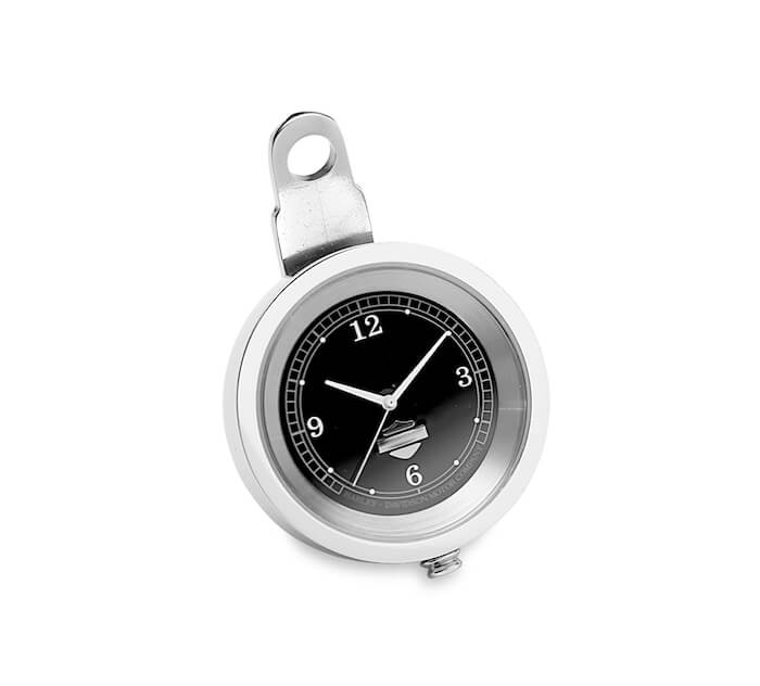 Clutch Lever Clamp Clock, Black/Chrome