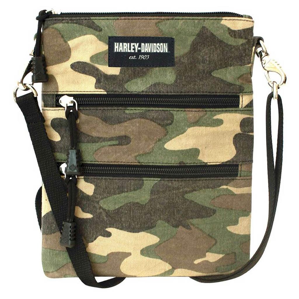 Women's Camo Print Cotton Canvas Crossbody / Clip Bag Purse