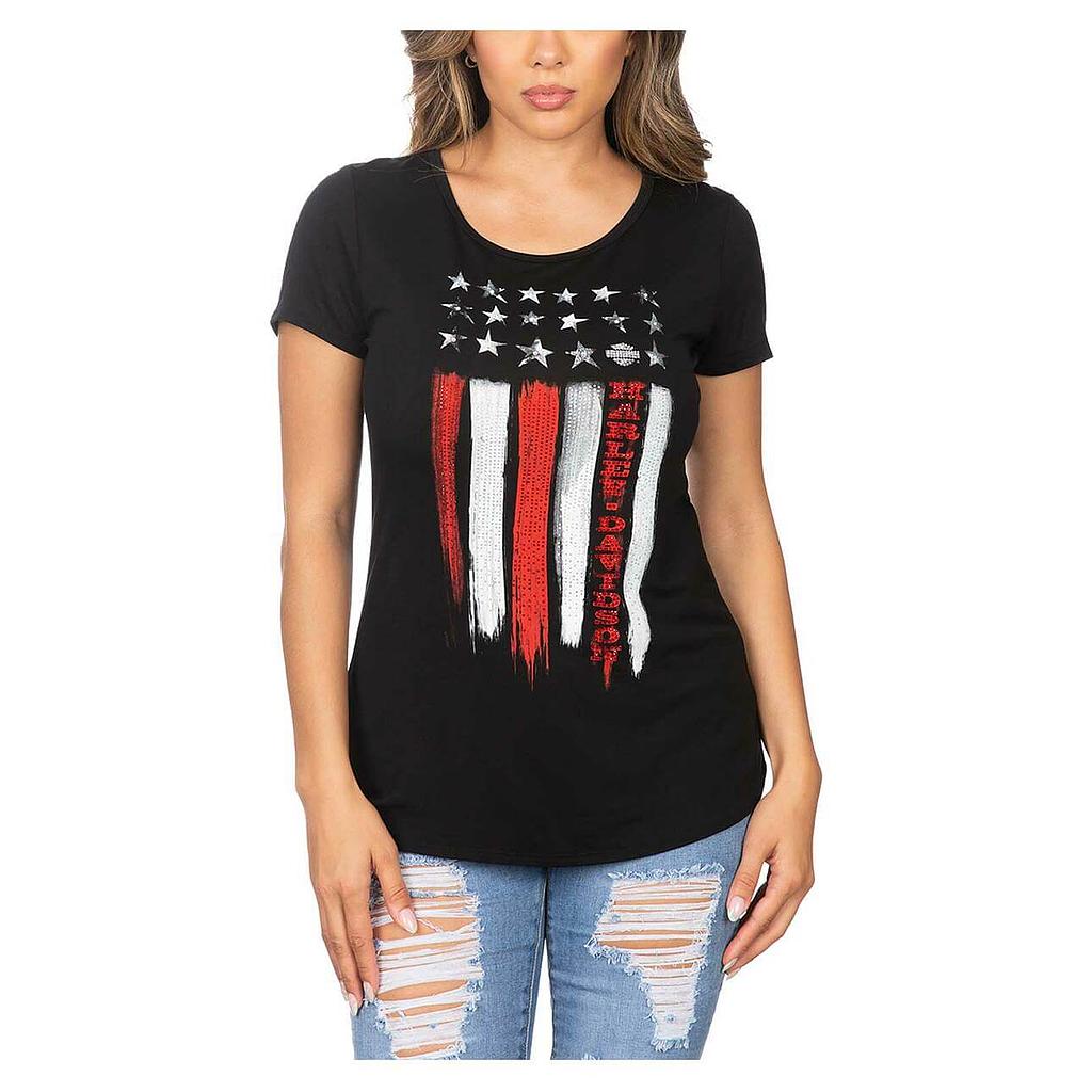 Freedom Embellished Short Sleeve Scoop Neck Tee