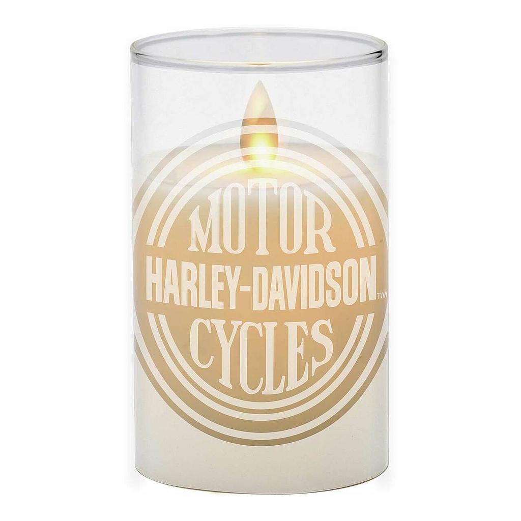 Circle Logo Flameless LED Frosted Glass Candle Holder