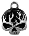 Black Flames Skull Silver Guardian Bell