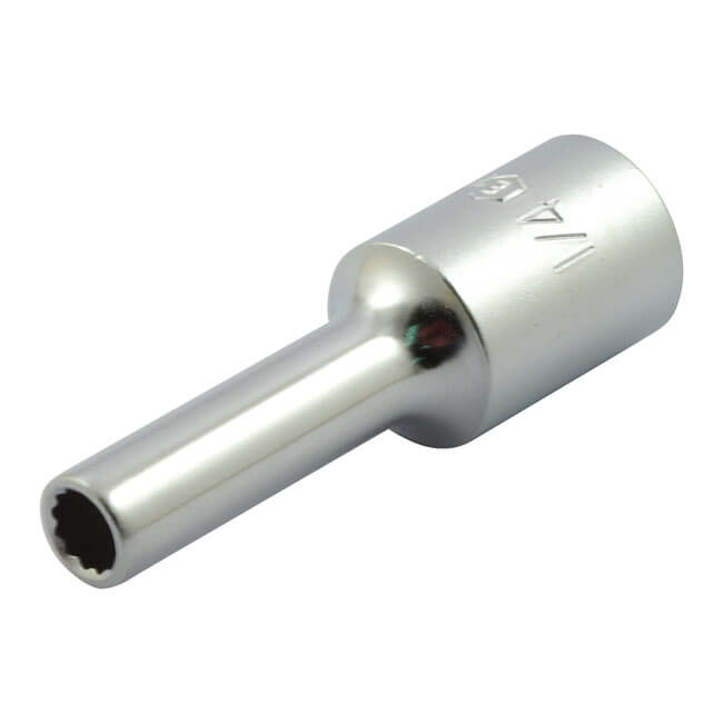 1/4" 12-Point Brake Pad Pin Socket Tool, 1/4" Drive