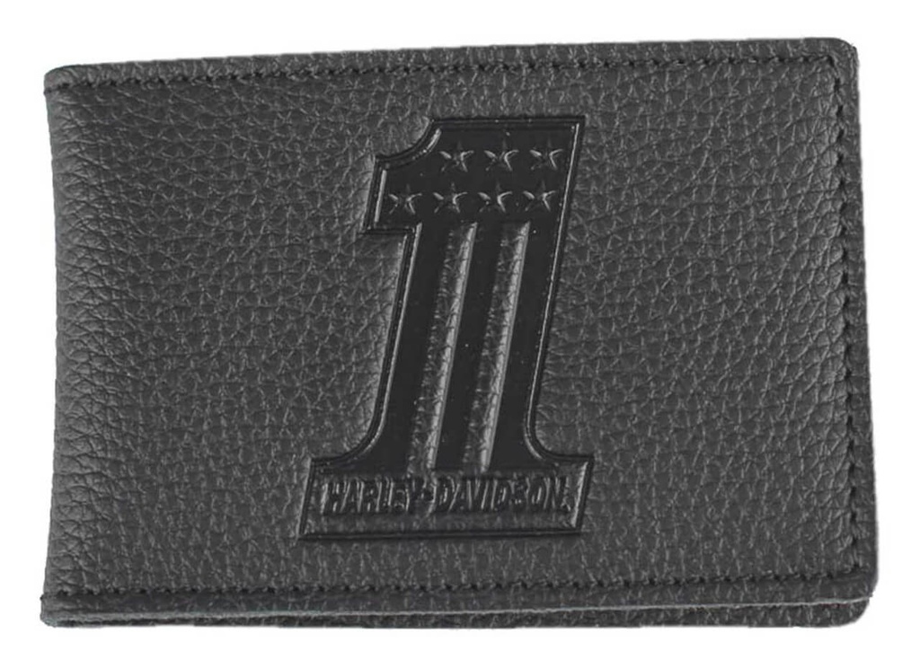 Embossed #1 Logo Leather Duo-Fold Wallet