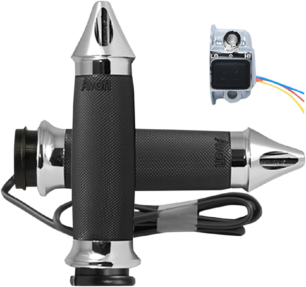 Heated Grips Custom Contour, Spike, Chrome