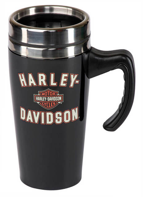 Travel Mug, Bar &amp; Shield Double-Wall Stainless Steel w/ Handle