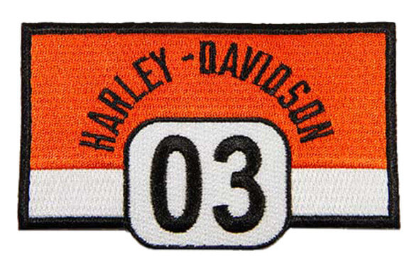 Embroidered Bold '03 H-D Emblem Sew-On Patch, Small