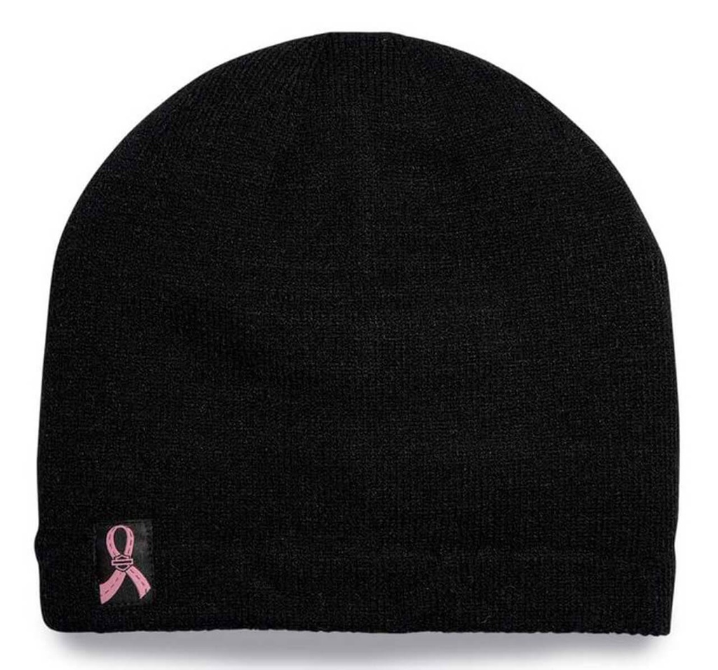 Pink Label Patch Knit Beanie Hat, Black