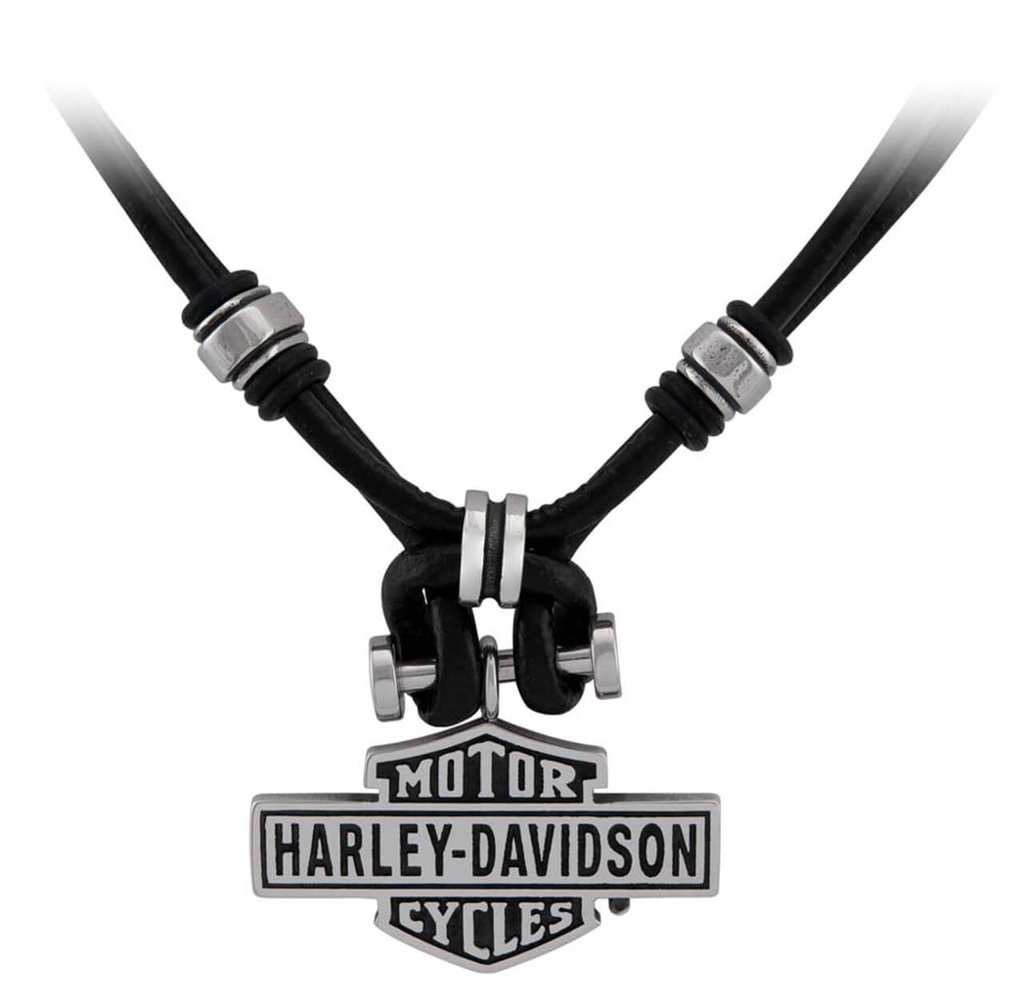 Vintage B&amp;S Hardware &amp; Leather Loop Necklace
