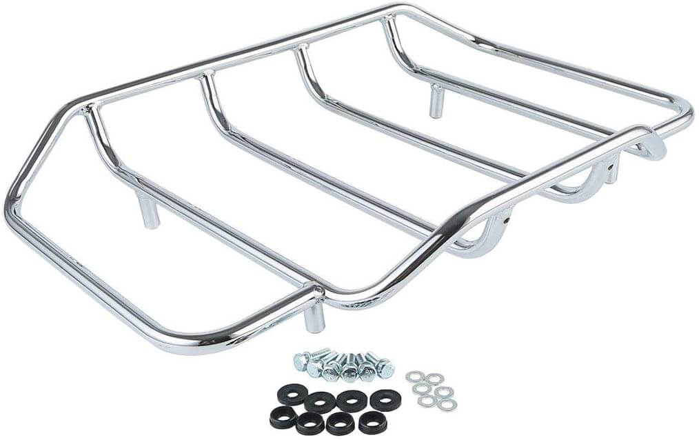 Chrome Luggage Rack Rail Tour Pack Carrier Trunk Top for Harley