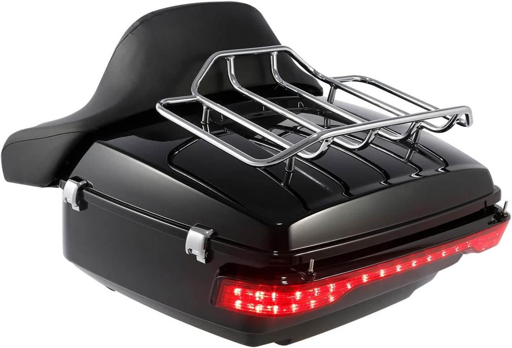 LED King Tour Pack Trunk Backrest Luggage Rack with Brake/Turn/Tail Light for Harley