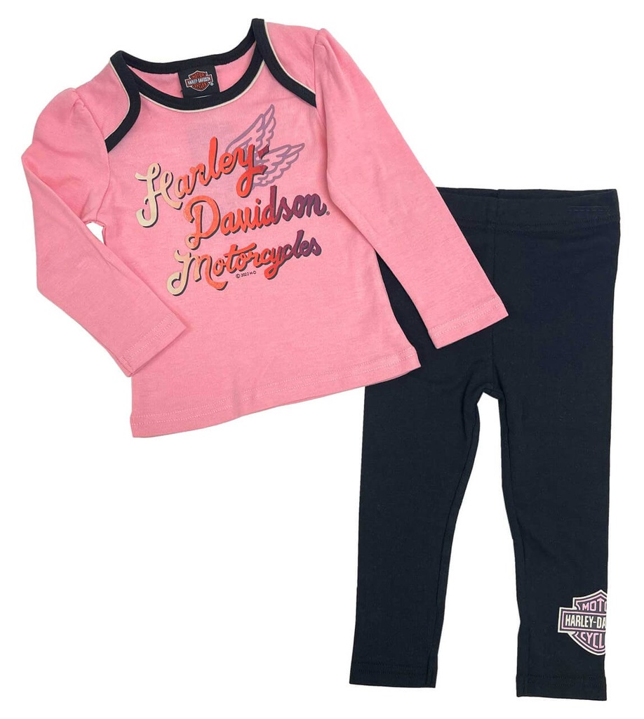 Little Girls' 2 Piece Toddler Long Sleeve Tee &amp; Knit Pant Set