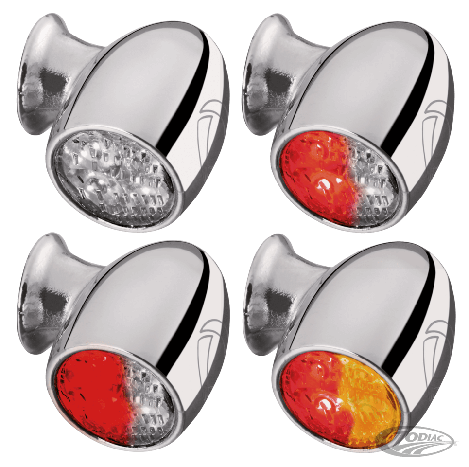 Atto Super Mini Turn Signals, Chrome w/ Clear Glass