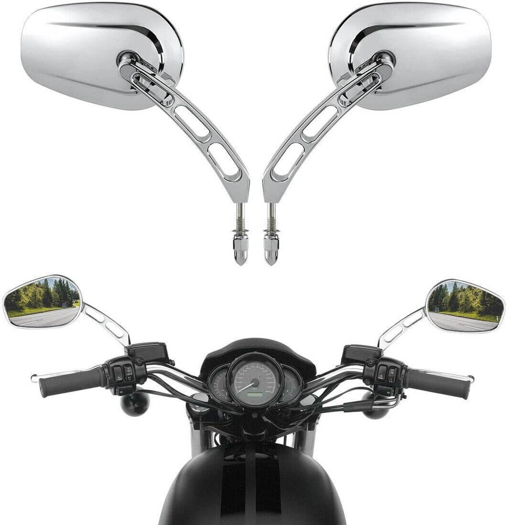 Speil for Harley, 8mm, Chrome