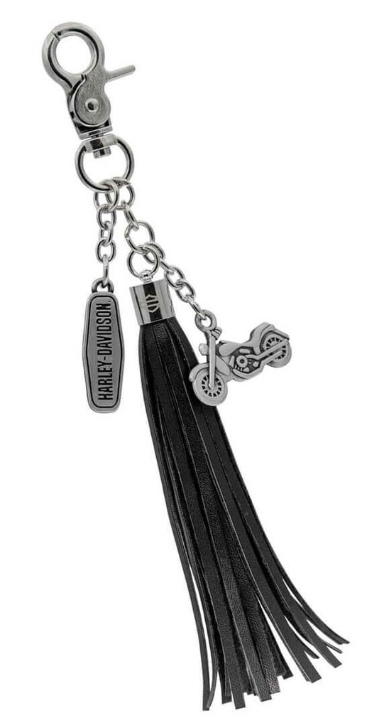 Bar &amp; Shield Tassel With Motorcycle Charms Key Chain