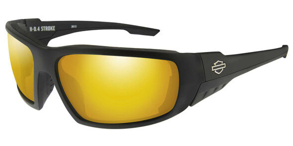 4 Stroke Sunglasses, Orange Mirror Lens/Gloss Black Frames