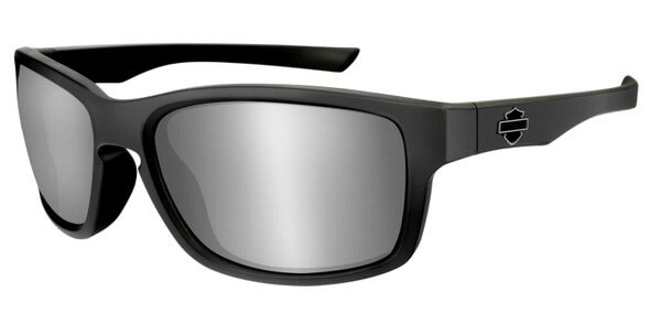 Slot Bar &amp; Shield Sunglasses, Silver Lenses/Black Frames