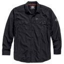 Long Sleeve Performance Button Front Shirt, Black