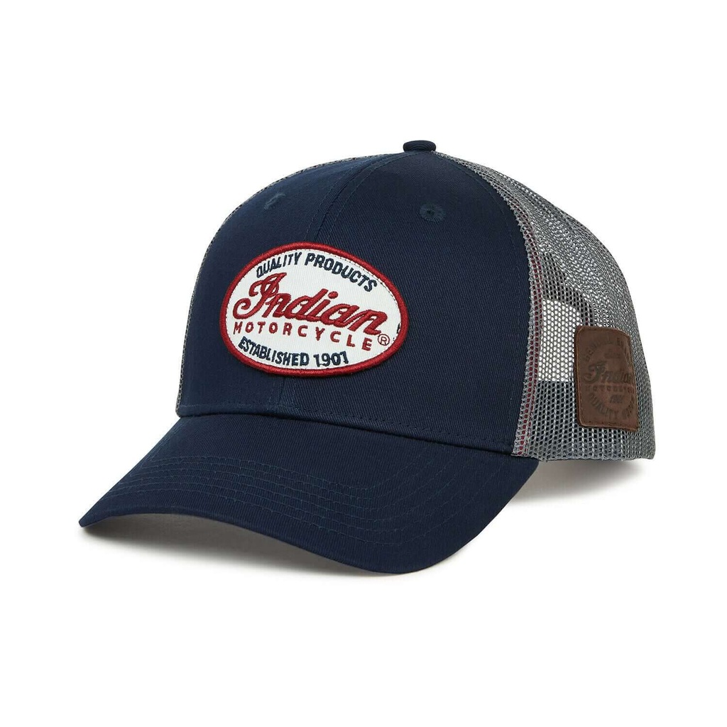 Script Patch Trucker Hat, Blue