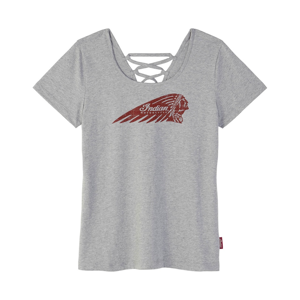 Women's Distressed Headdress Tie Back Marl T-Shirt