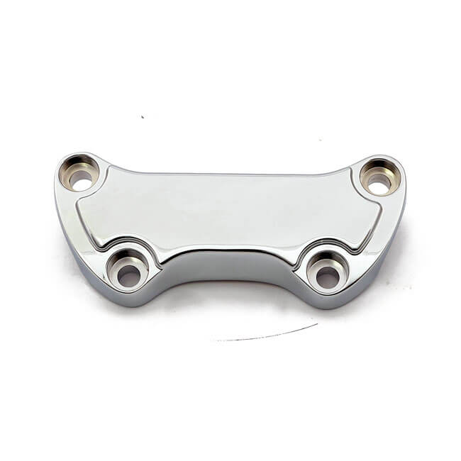 Handlebar Clamp Low Scalloped, w/ Skirt, Chrome