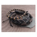 Rope Sliders &amp; Wood Bead Bracelet, Brown, 3-Pack