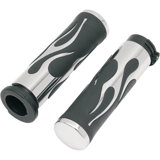 [0630-0613] Flame Grips, Touring, Chrome/Rubber