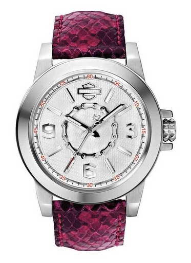 [76L172] Bulova Fuchsia Textured Leather Strap Wrist Watch